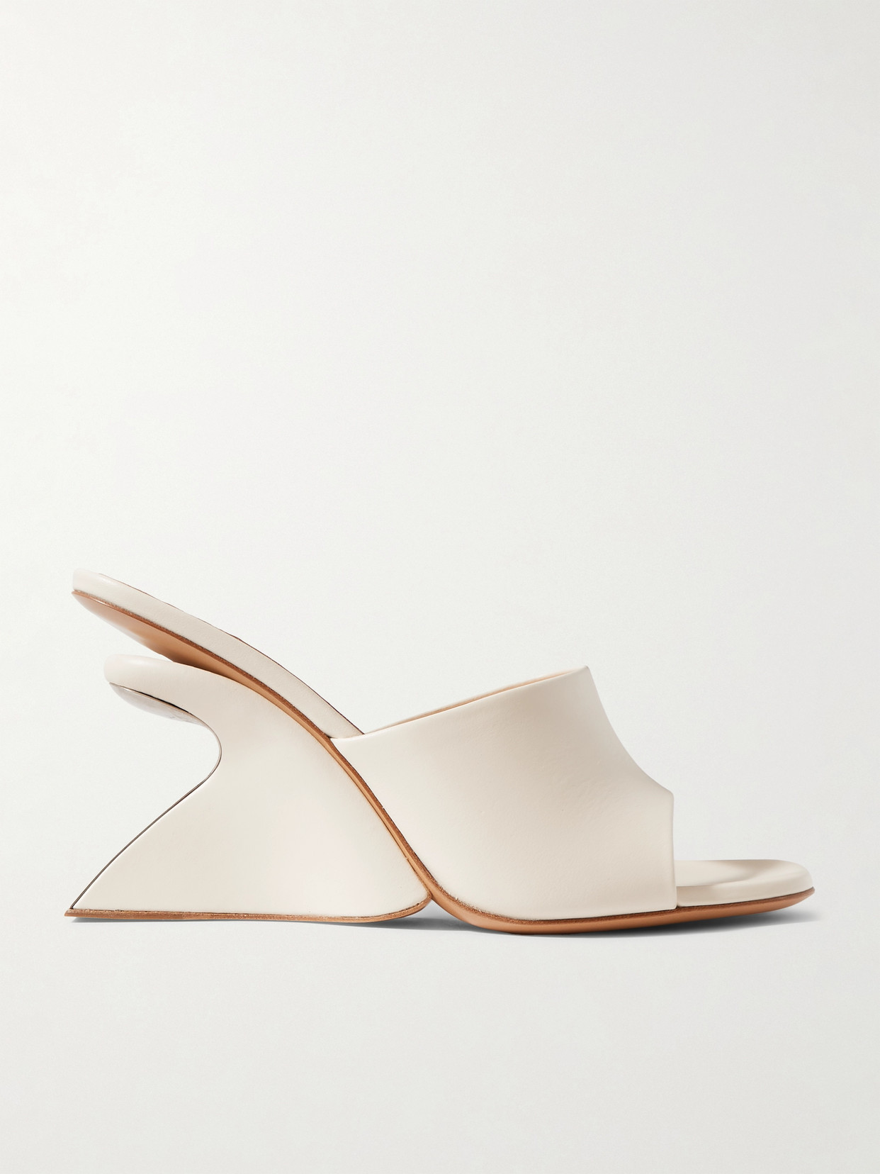 Off-white Jug Leather Wedge Mules In White