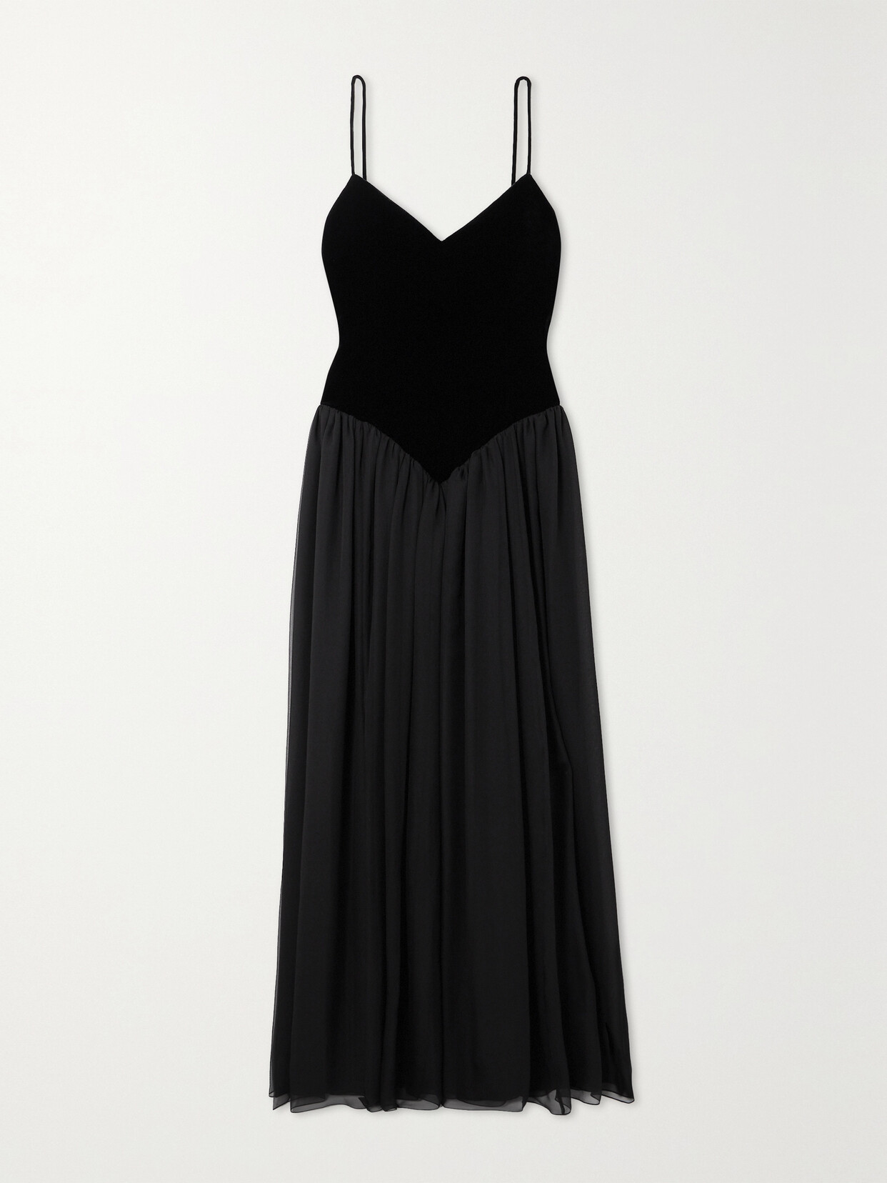 Chloé Velvet-paneled Silk-georgette Maxi Dress In Black