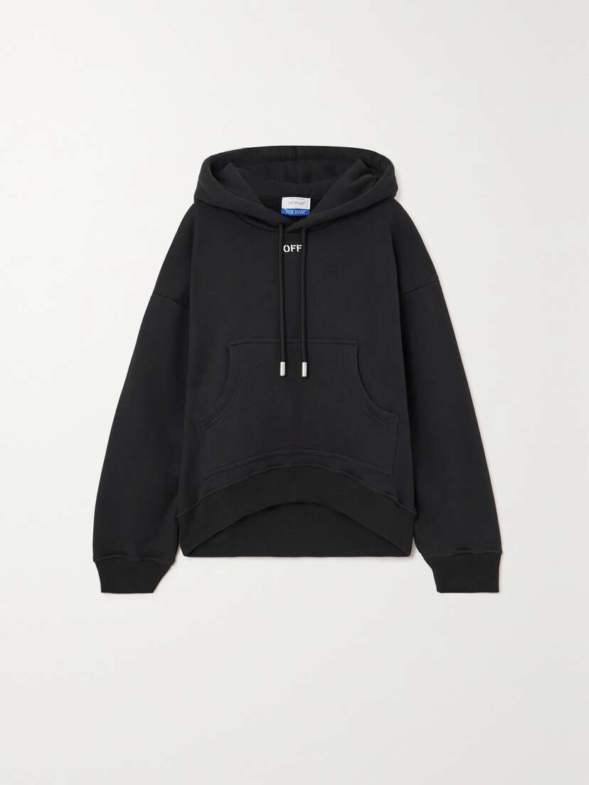 Off-White Embroidered Cotton-jersey Hoodie - x large