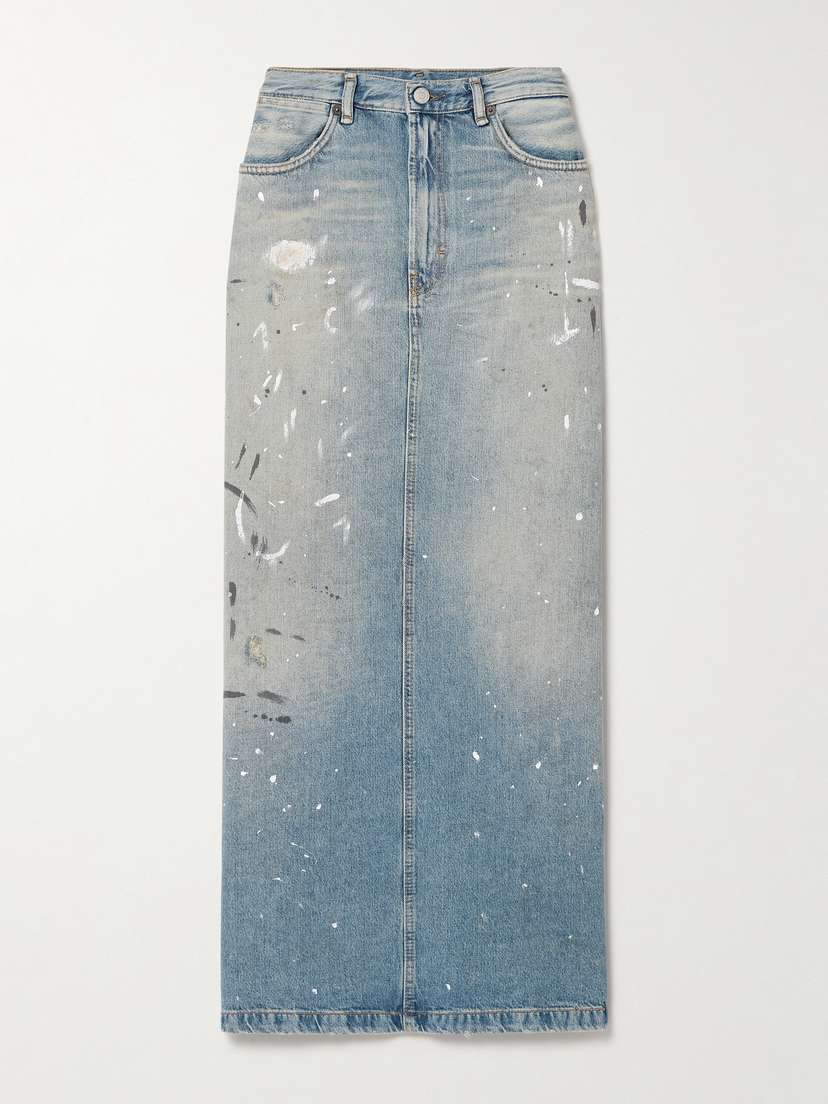 Acne Studios Paint-splattered Denim Maxi Skirt