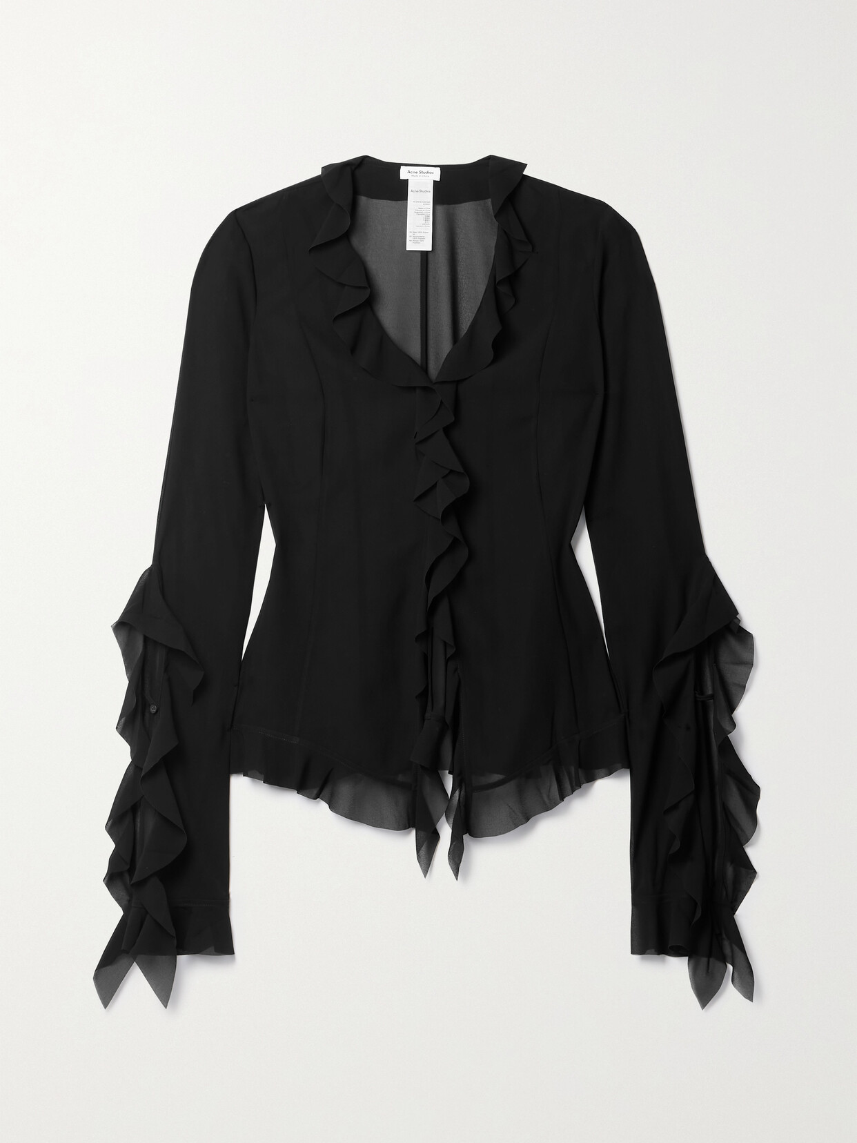 Acne Studios Ruffled Georgette Blouse In Black