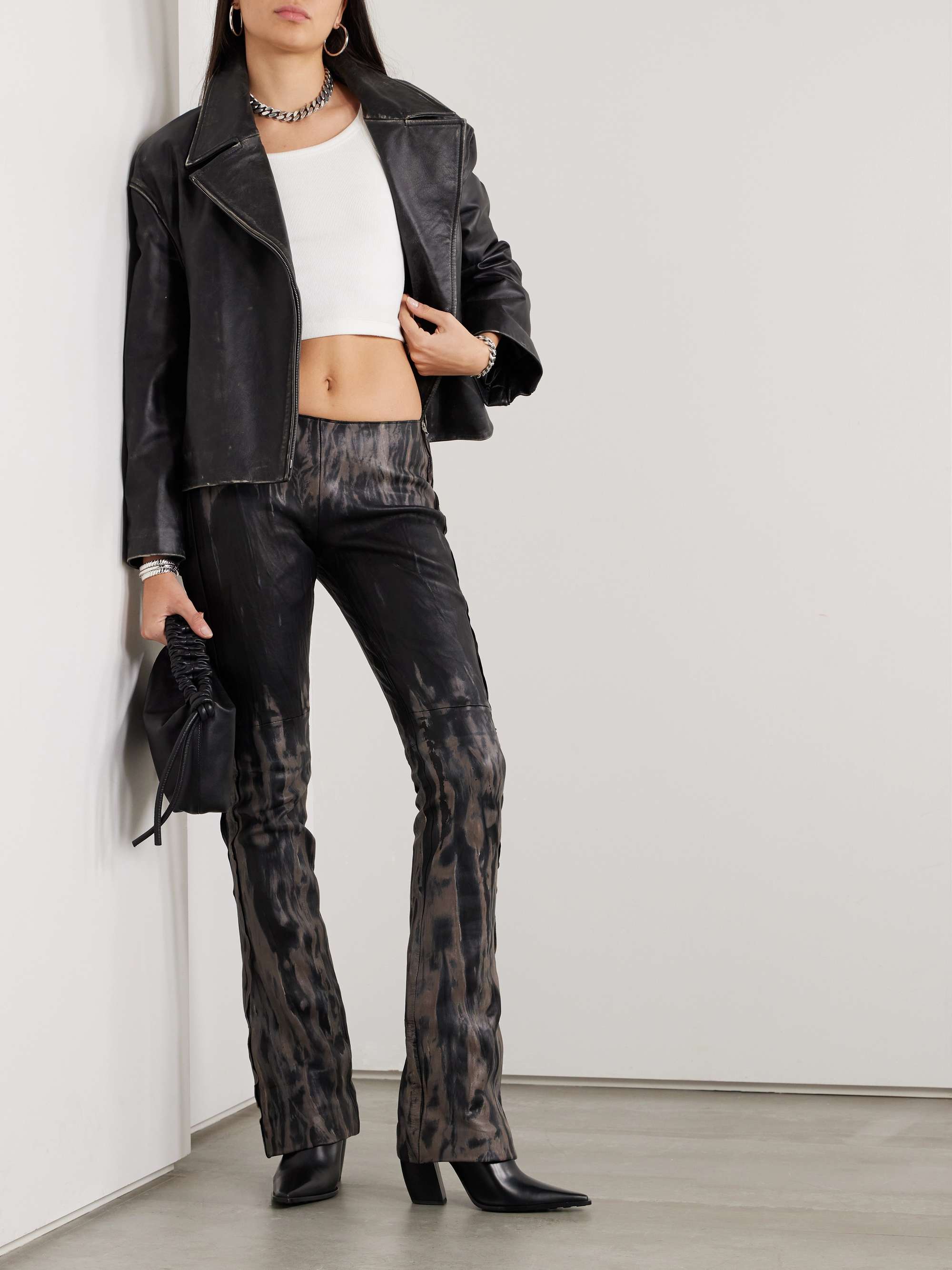 ACNE STUDIOS Distressed leather biker jacket | NET-A-PORTER