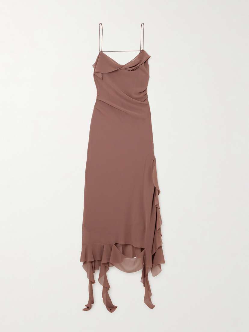 Acne Studios Open-back Asymmetric Ruffled Chiffon Dress
