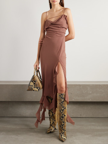Acne Studios Open-back asymmetric ruffled chiffon dress