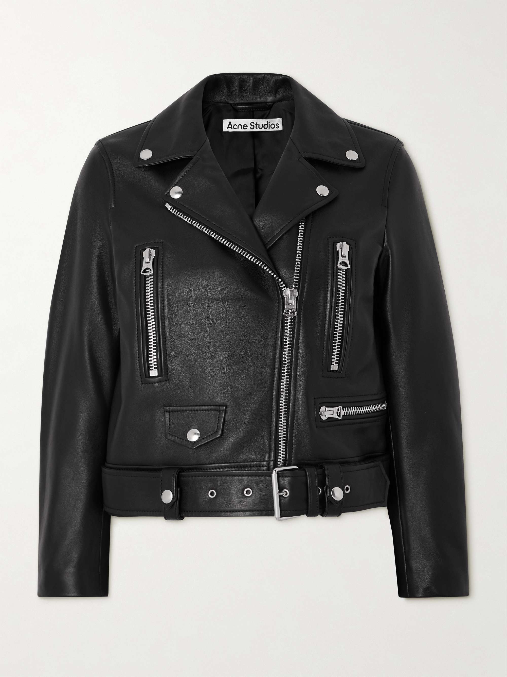 ACNE STUDIOS Belted leather biker jacket | NET-A-PORTER