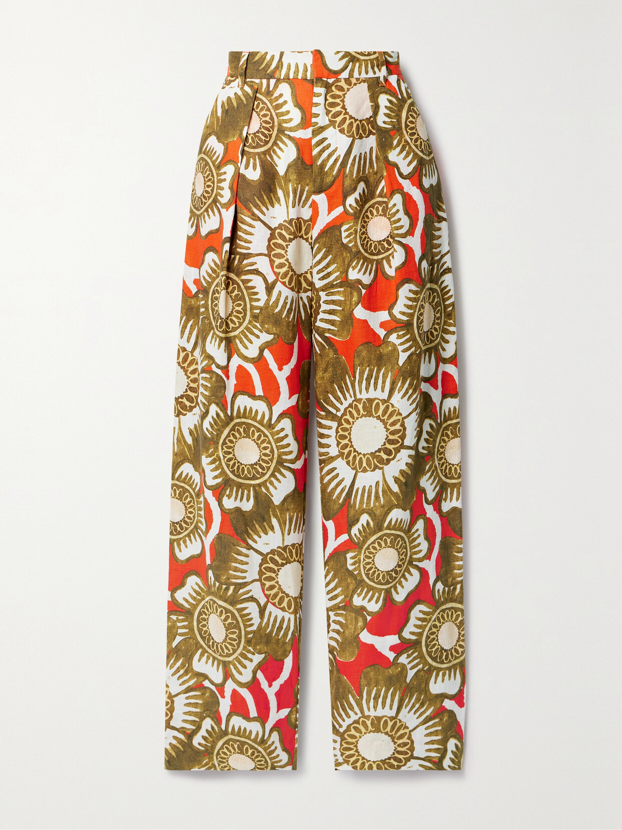 Shop Mara Hoffman + Net Sustain Marella Floral-print Hemp Wide-leg Pants In Red