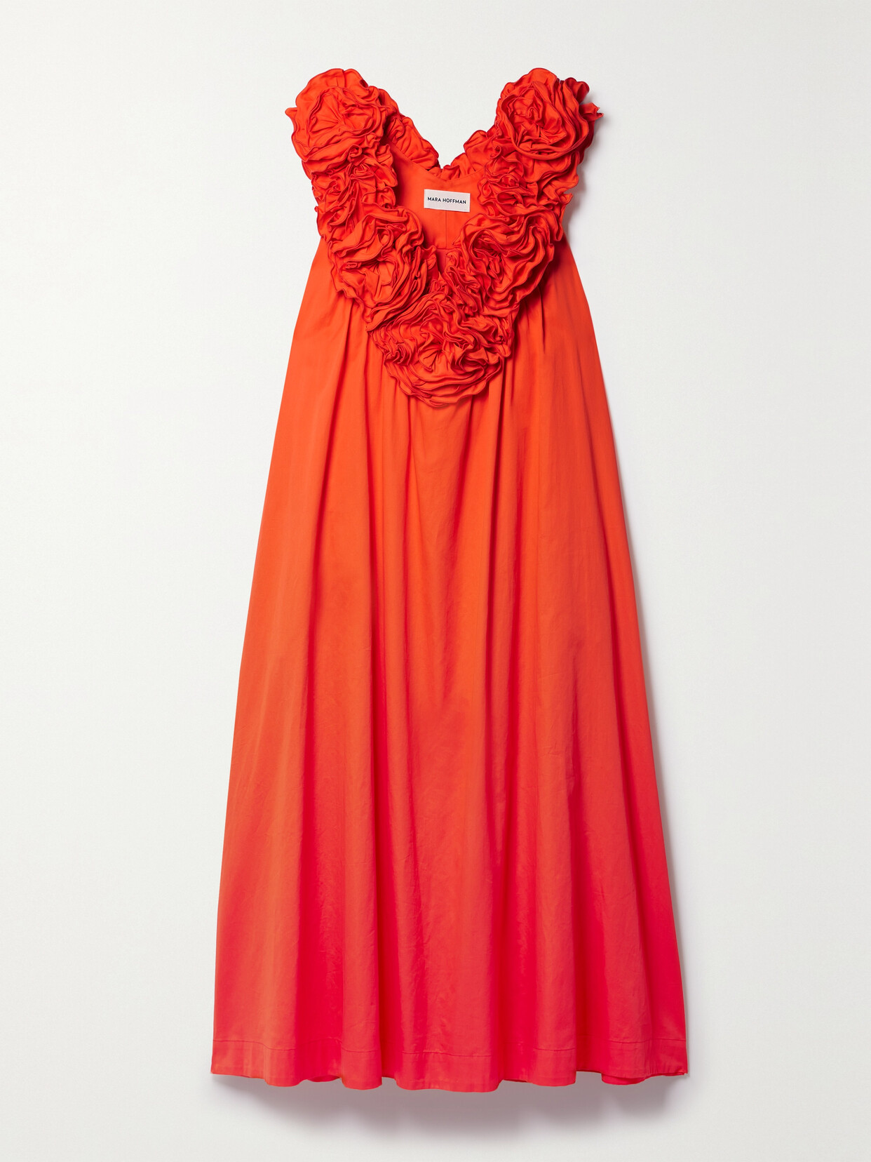 Shop Mara Hoffman + Net Sustain Bindi Ruffled Organic Cotton-sateen Maxi Dress In Red