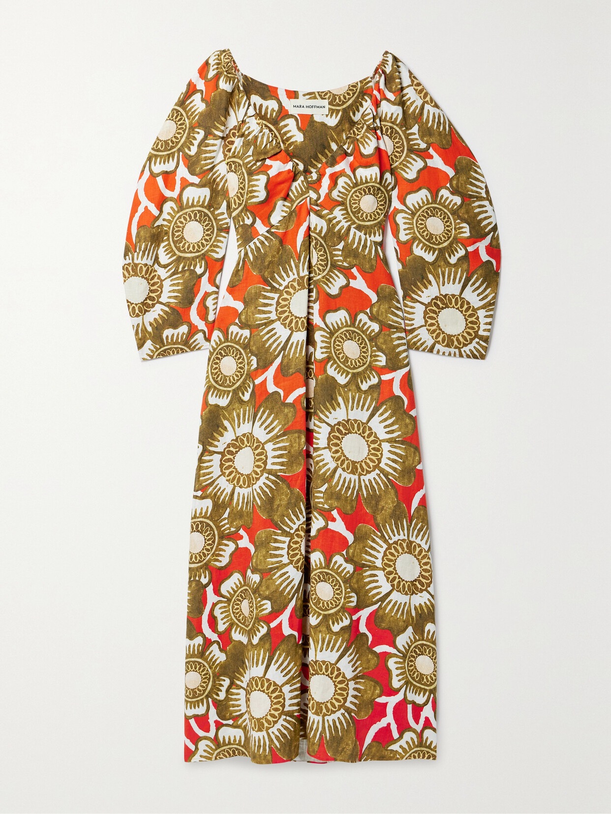 Shop Mara Hoffman + Net Sustain Ophelia Floral-print Hemp Maxi Dress In Red