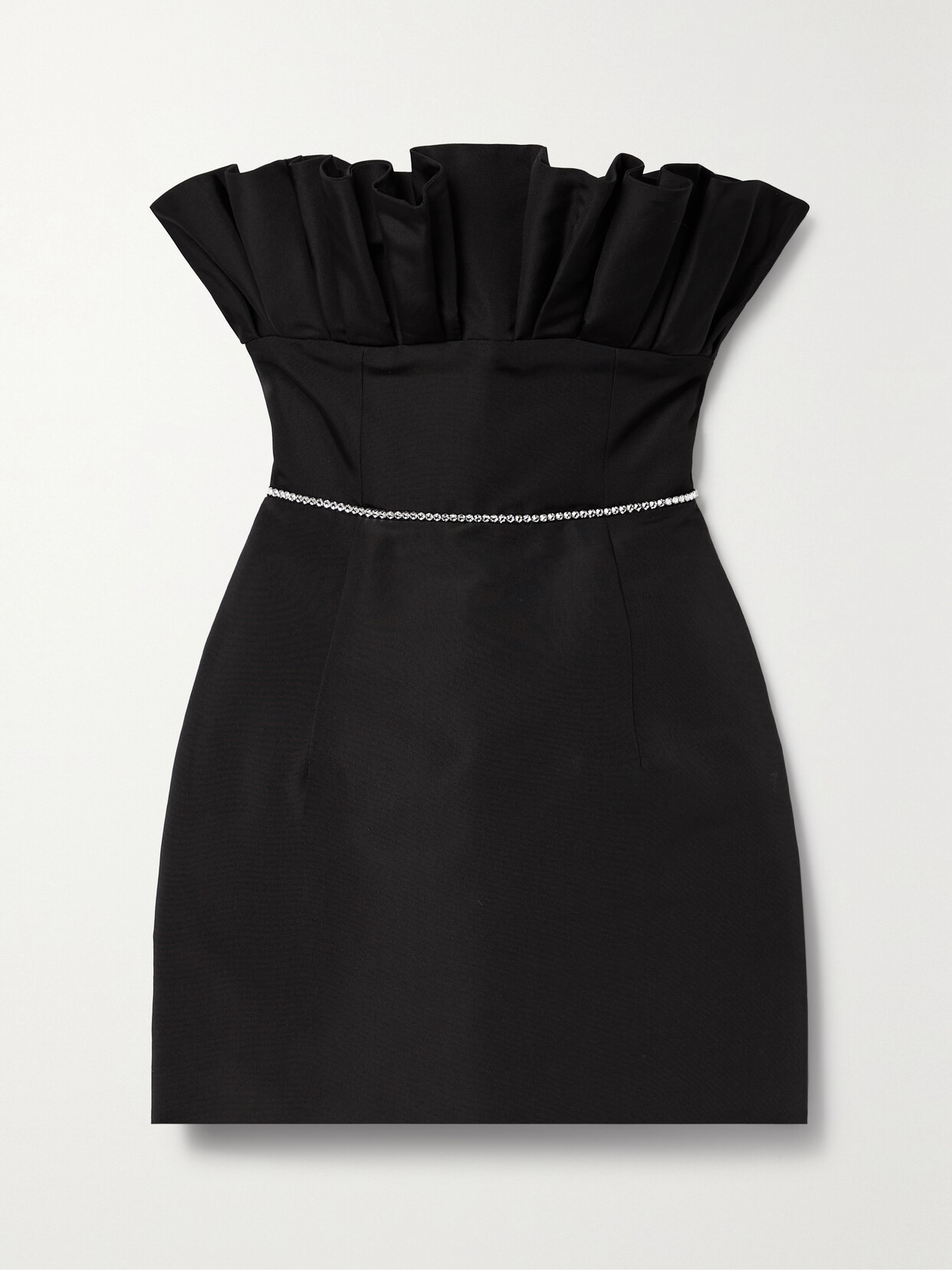 MARKARIAN - Thunderbird Crystal-embellished Strapless Pleated Silk-faille Mini Dress - Black