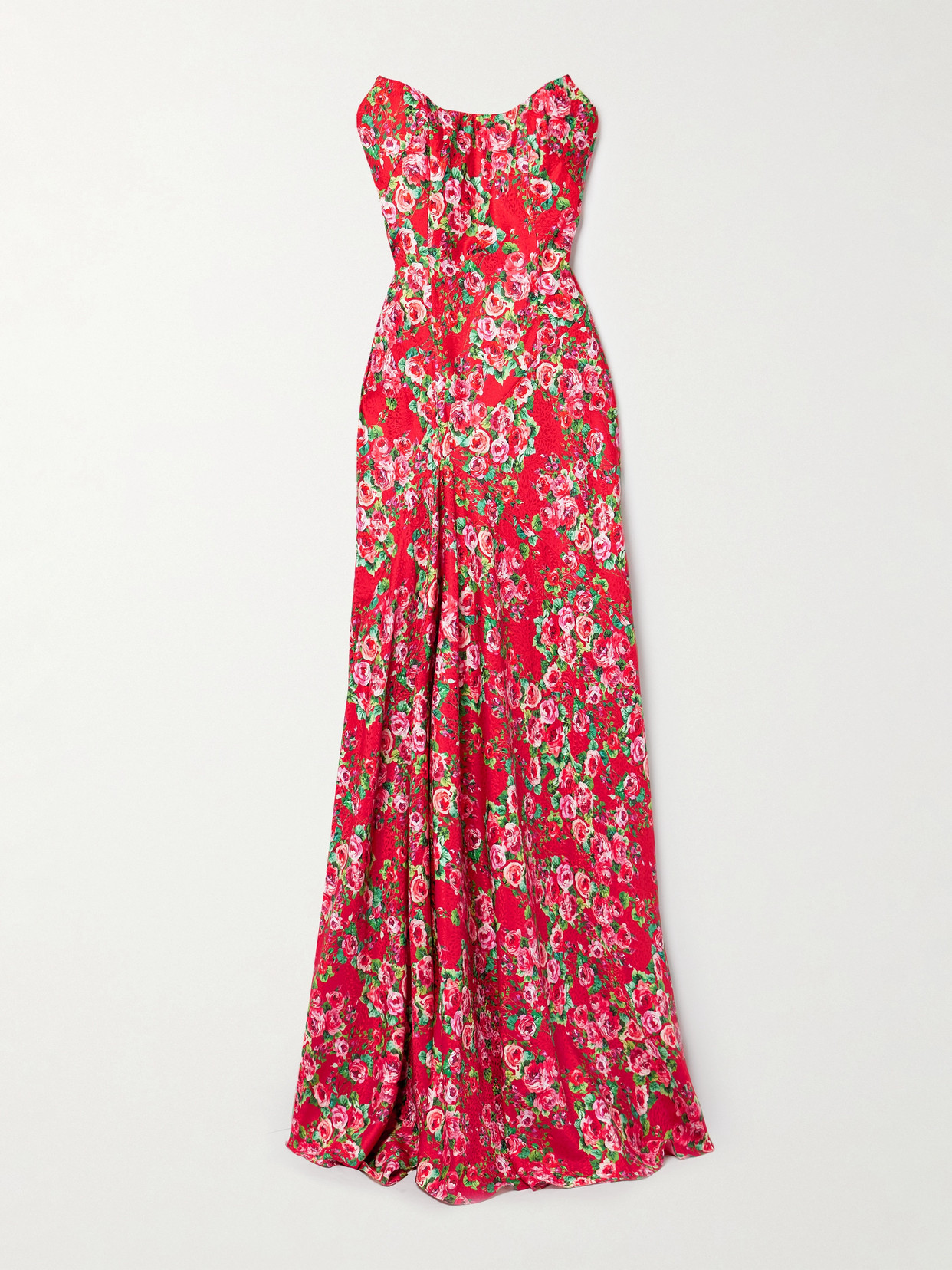 Markarian - Tallulah Strapless Floral-print Silk-jacquard Gown - Red