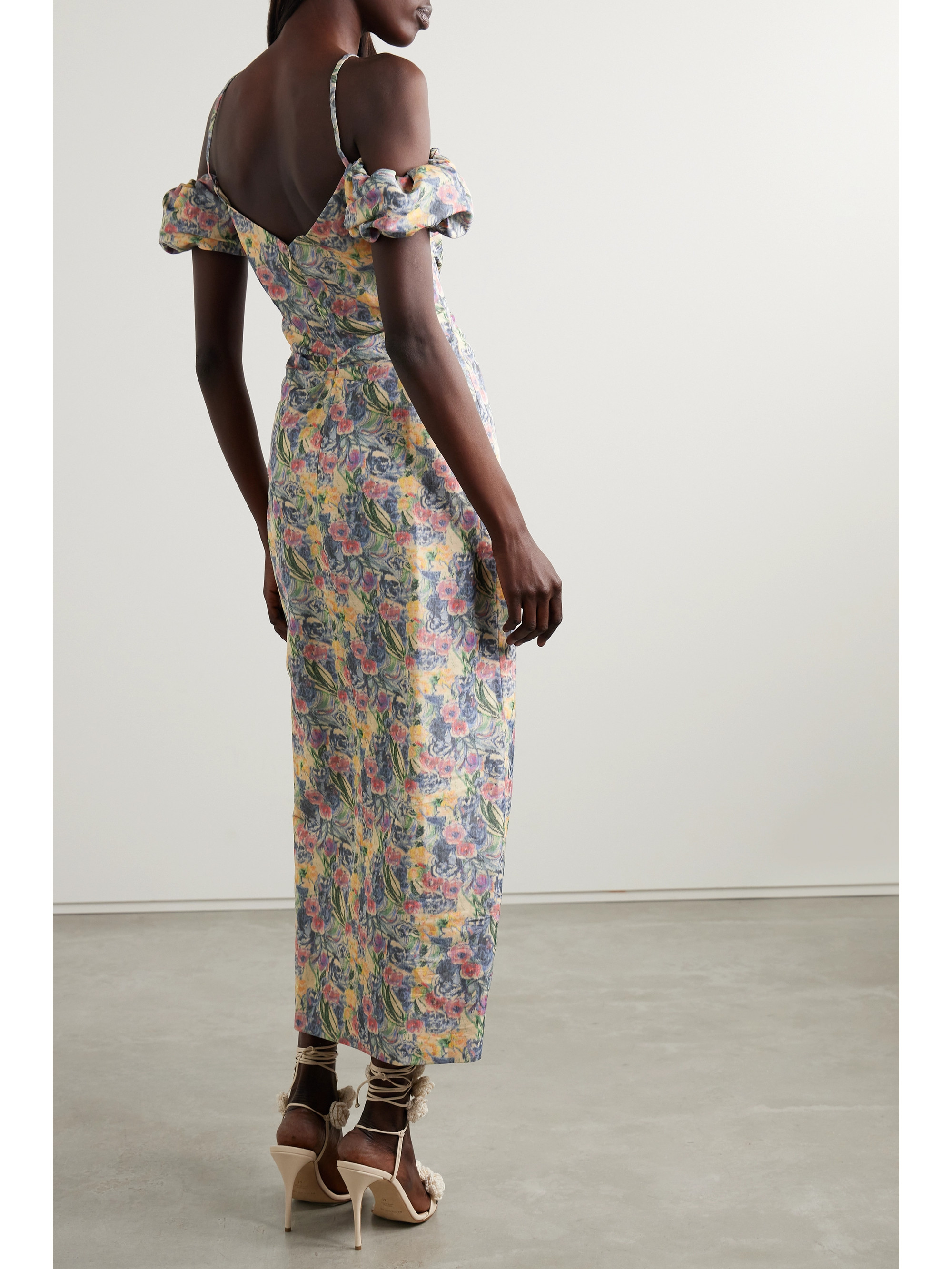 Markarian Palma cold-shoulder floral-print linen-blend midi dress thumbnail
