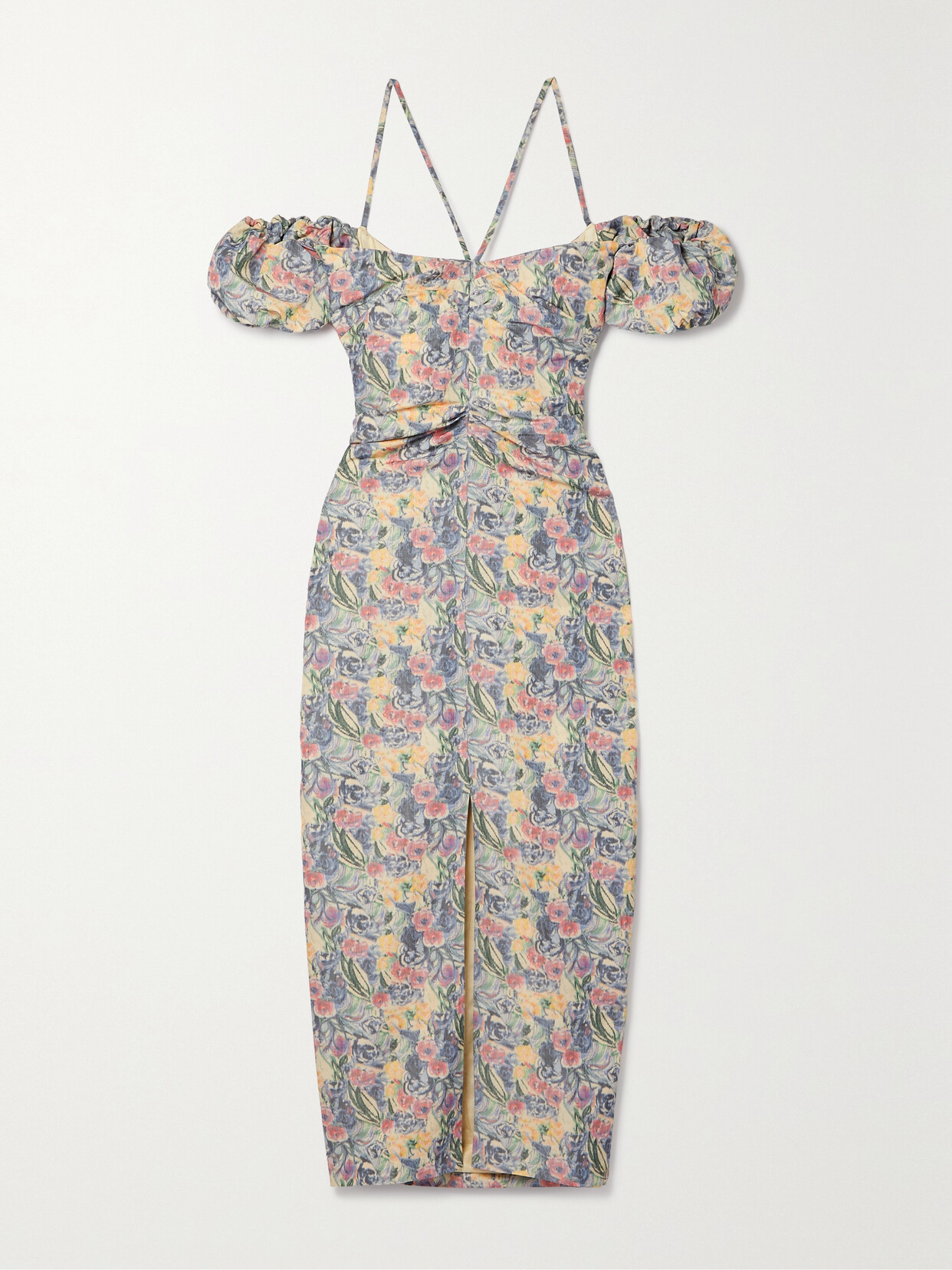 Markarian - Palma Cold-shoulder Floral-print Linen-blend Midi Dress - Multi
