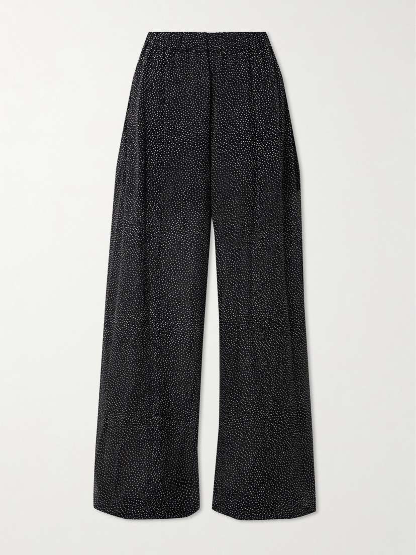 Nina Ricci Polka-dot Silk-tulle Wide-leg Pants