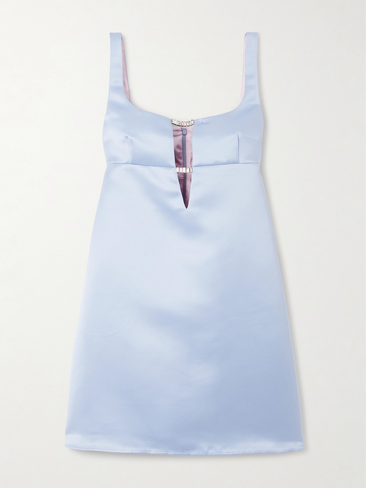 Shop Nina Ricci Embellished Cutout Duchesse-satin Mini Dress In Blue