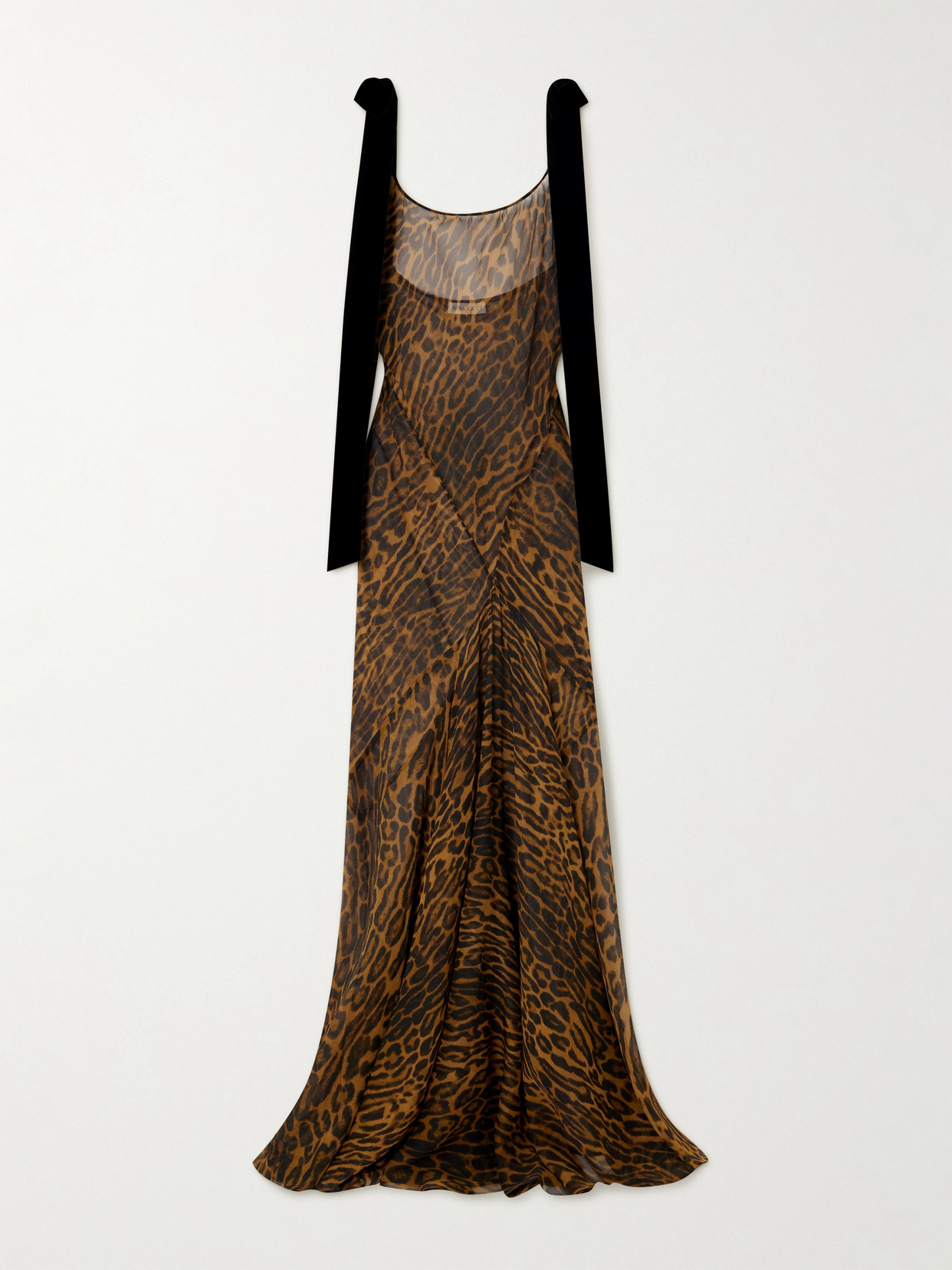 Nina Ricci Velvet-trimmed Leopard-print Silk-georgette Maxi Dress In Animal Print