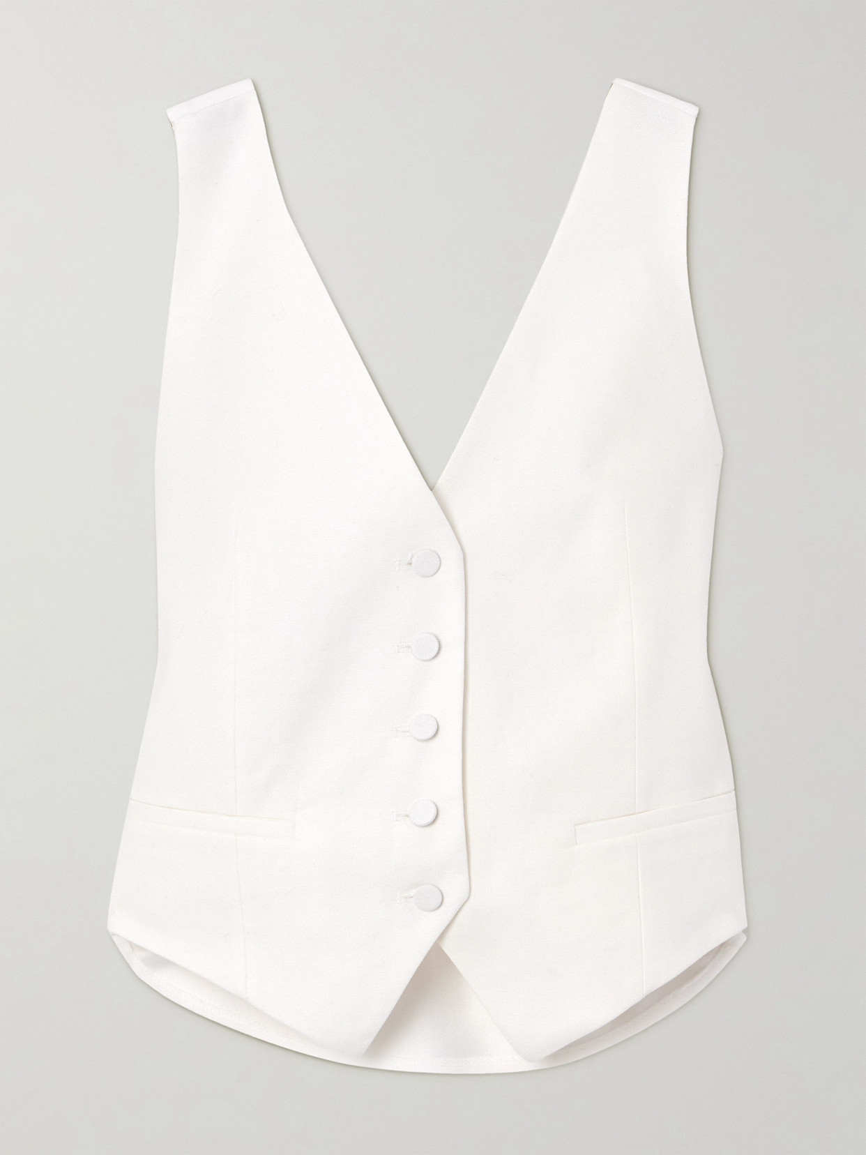 Nina Ricci Open-back Cotton And Linen-blend And Crepe Vest In White