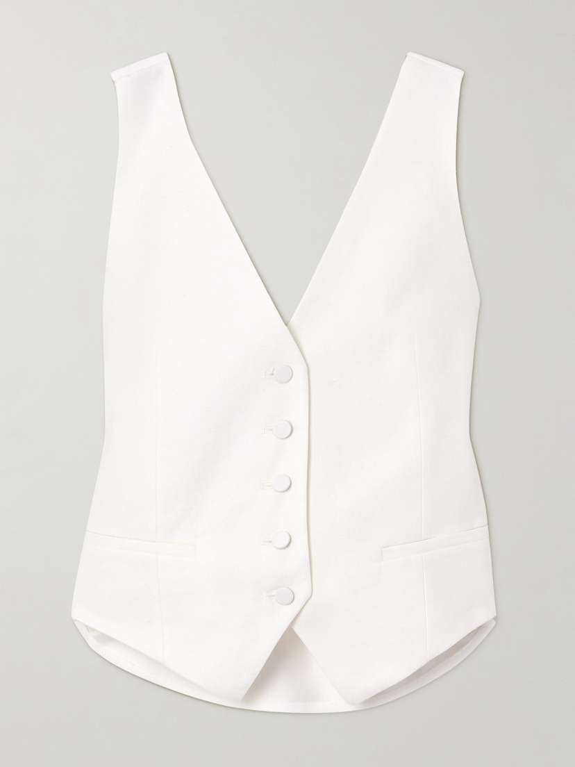 Nina Ricci Open-back Cotton And Linen-blend And Crepe Vest