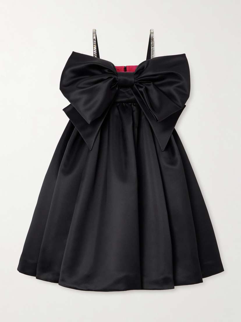 Nina Ricci Crystal-embellished Bow-detailed Satin Mini Dress
