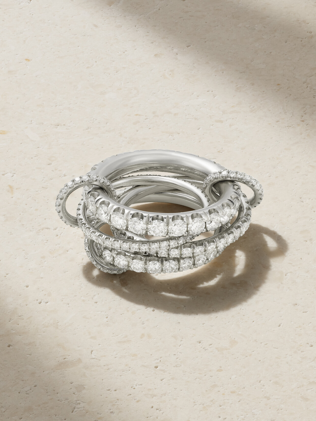 Spinelli Kilcollin - Alix Set Of Four Platinum Diamond Rings - Silver