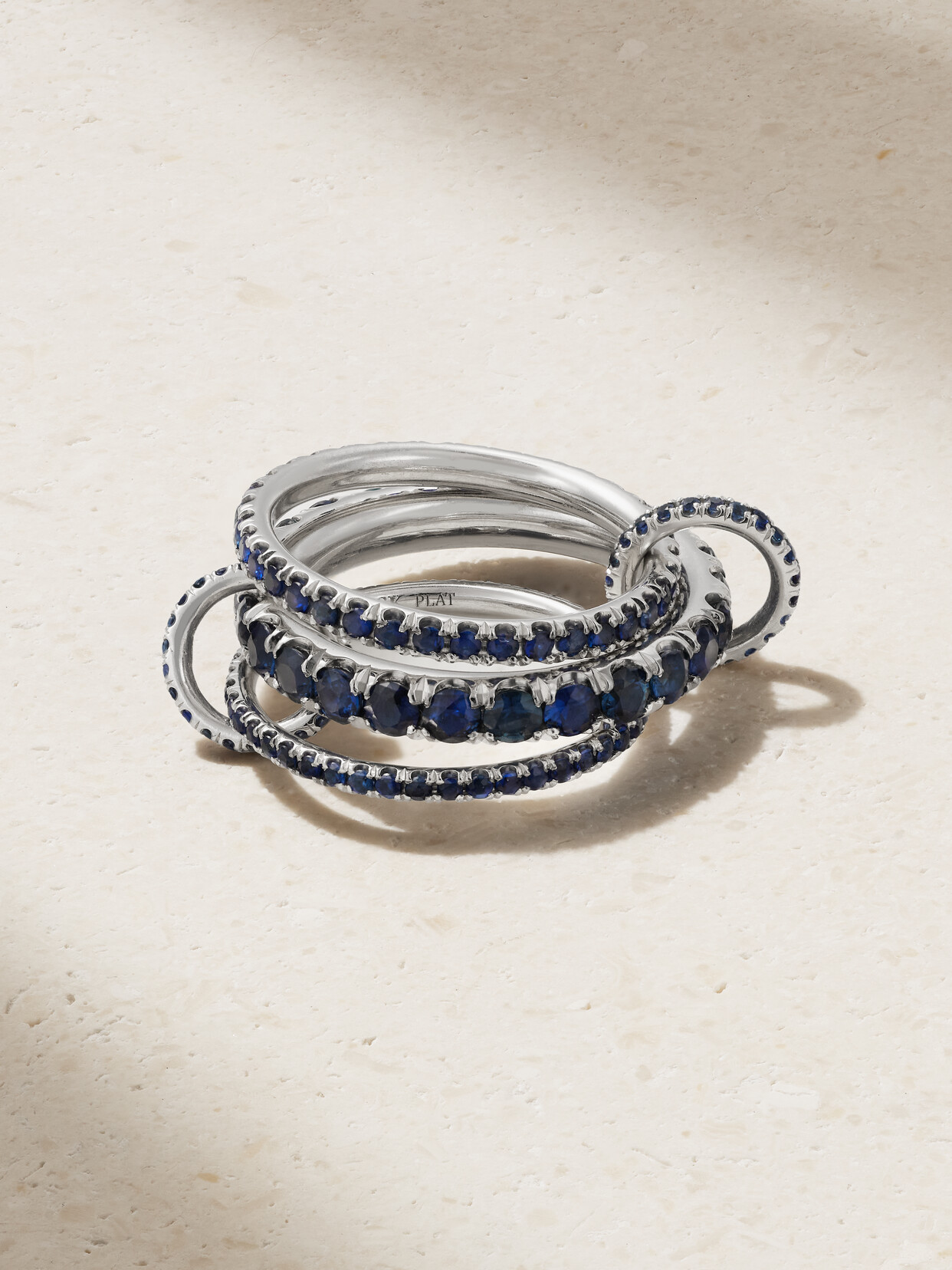 Spinelli Kilcollin - Junia Set Of Three Platinum Sapphire Rings - Blue