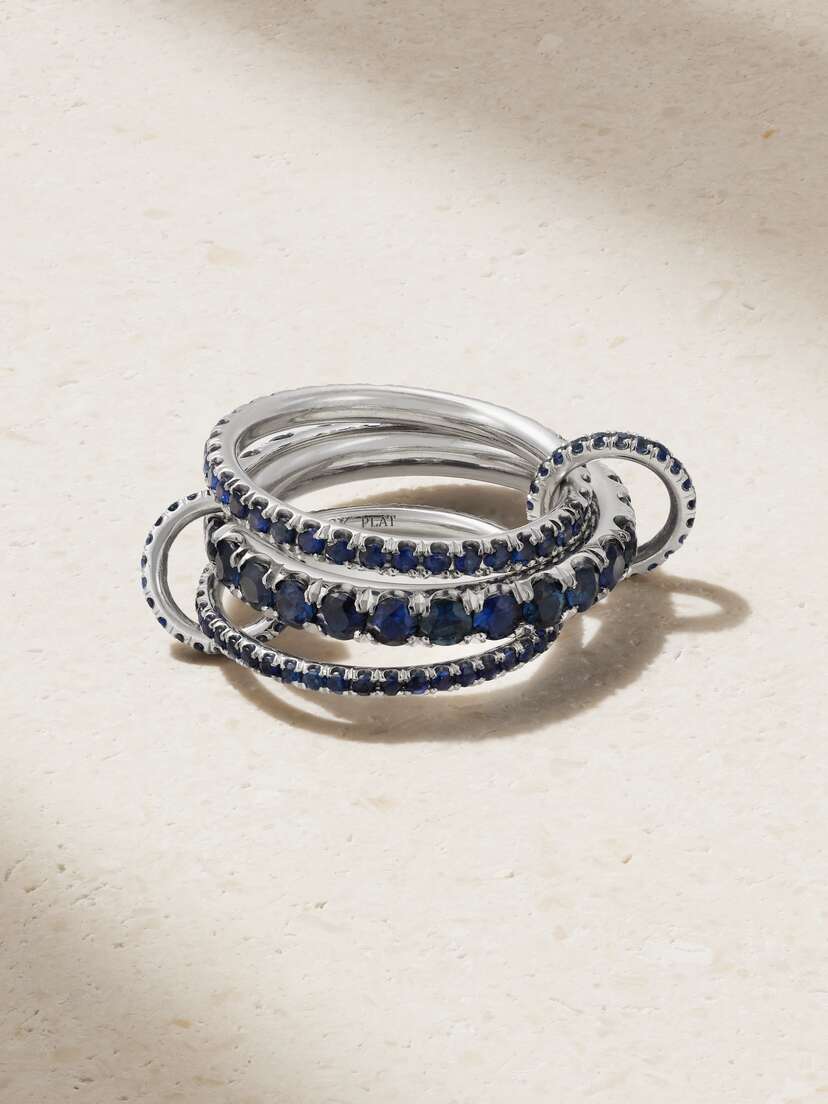 Spinelli Kilcollin Junia Set Of Three Platinum Sapphire Rings