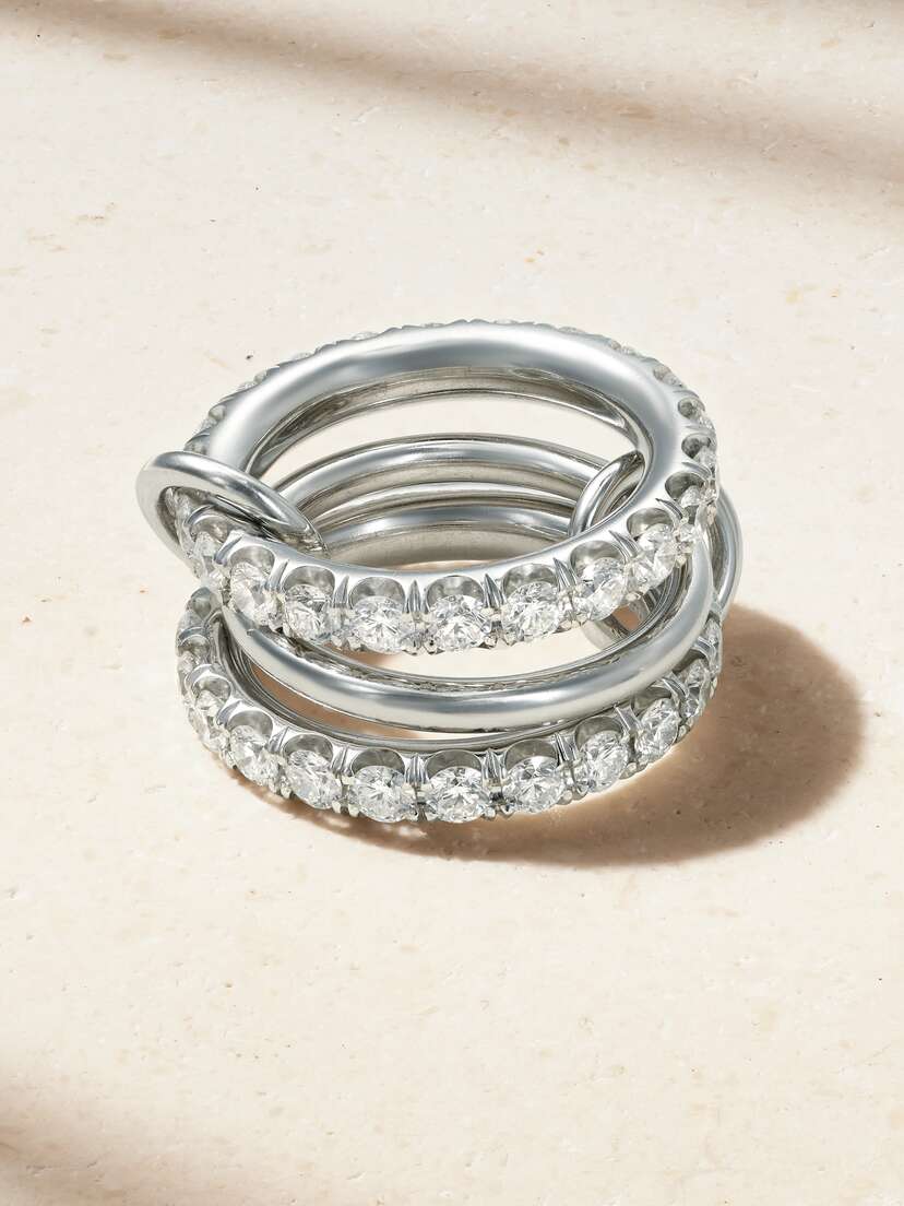 Spinelli Kilcollin Juno Set Of Three Platinum Diamond Rings