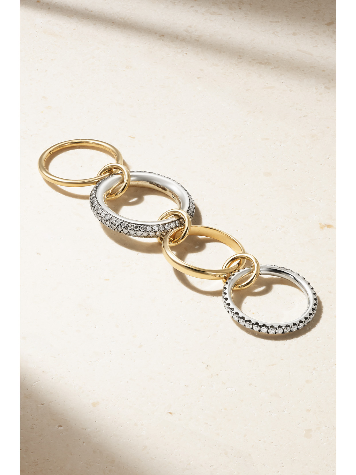 Spinelli Kilcollin Vega 18-karat Gold, Rhodium-plated Sterling Silver And Diamond Ring In Gold