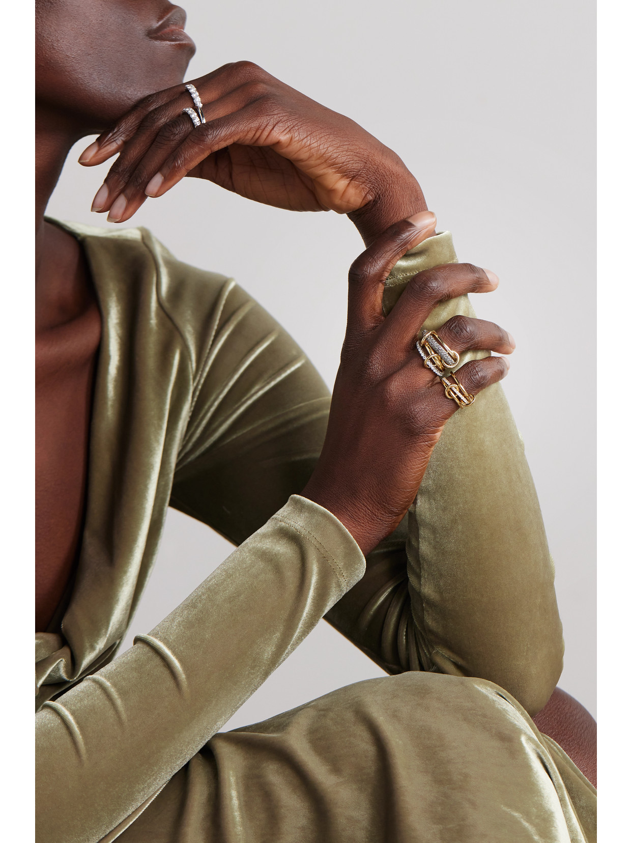 Spinelli Kilcollin Vega 18-karat Gold, Rhodium-plated Sterling Silver And Diamond Ring In Gold