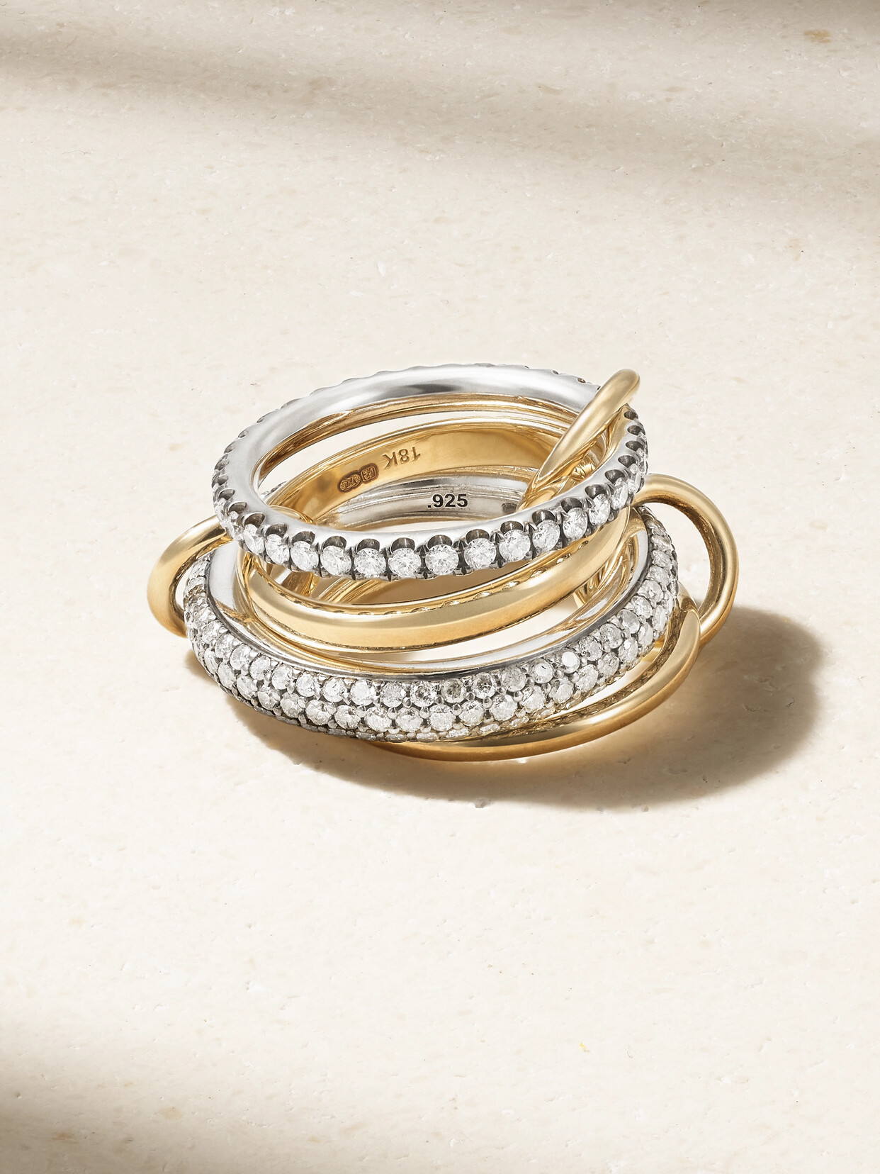 Spinelli Kilcollin Vega 18-karat Gold, Rhodium-plated Sterling Silver And Diamond Ring