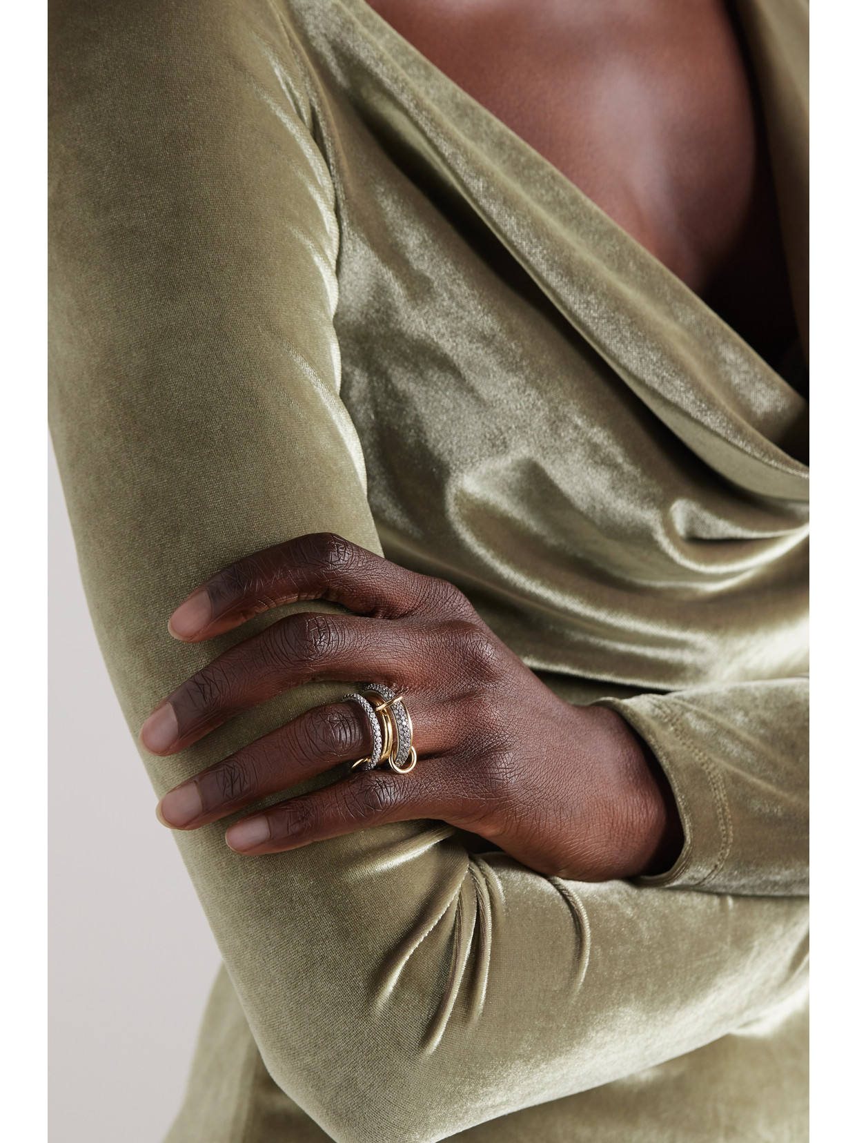 Spinelli Kilcollin Vega 18-karat Gold, Rhodium-plated Sterling Silver And Diamond Ring In Gold