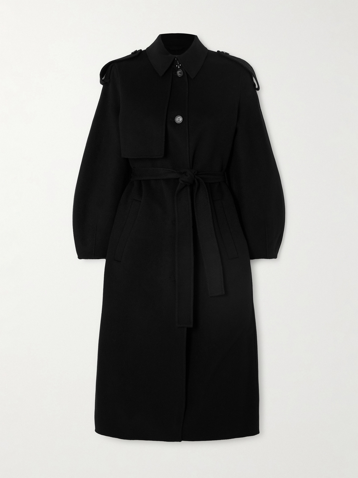 Mackage Ceyla Belted Wool-felt Trench Coat In Black