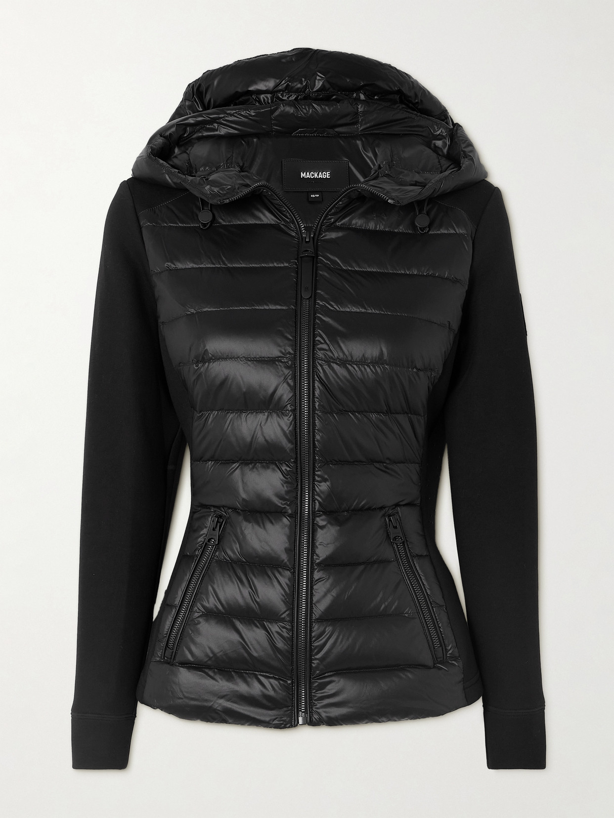 Shop Mackage Della-r Hooded Cotton-blend Jersey And Quilted Padded Recycled-shell Jacket In Black