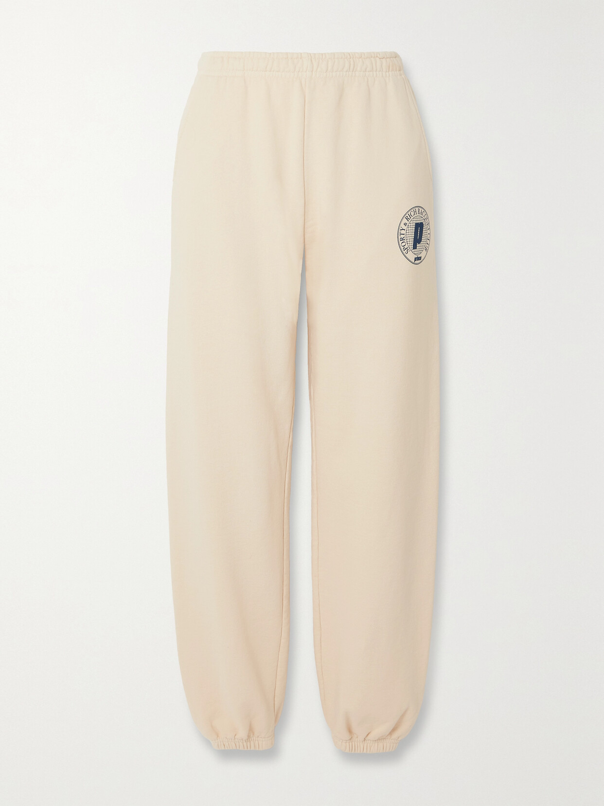 Shop Sporty And Rich + Prince Net Printed Cotton-jersey Track Pants In Cream