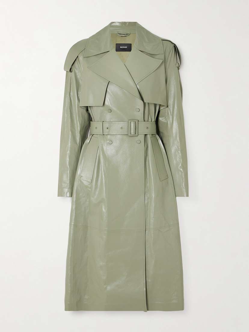 Mackage Carmela Double-breasted Belted Leather Trench Coat