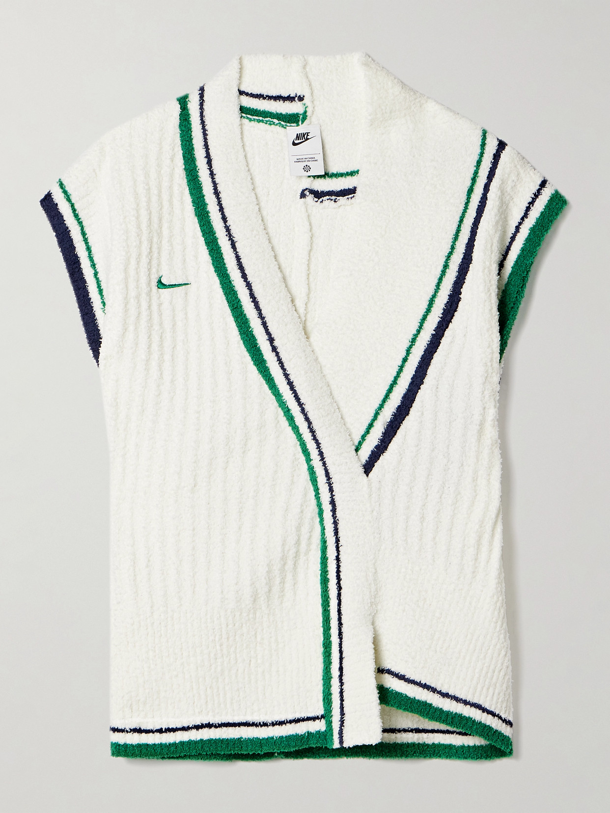 Nike Wrap-effect Striped Bouclé Vest In Ivory