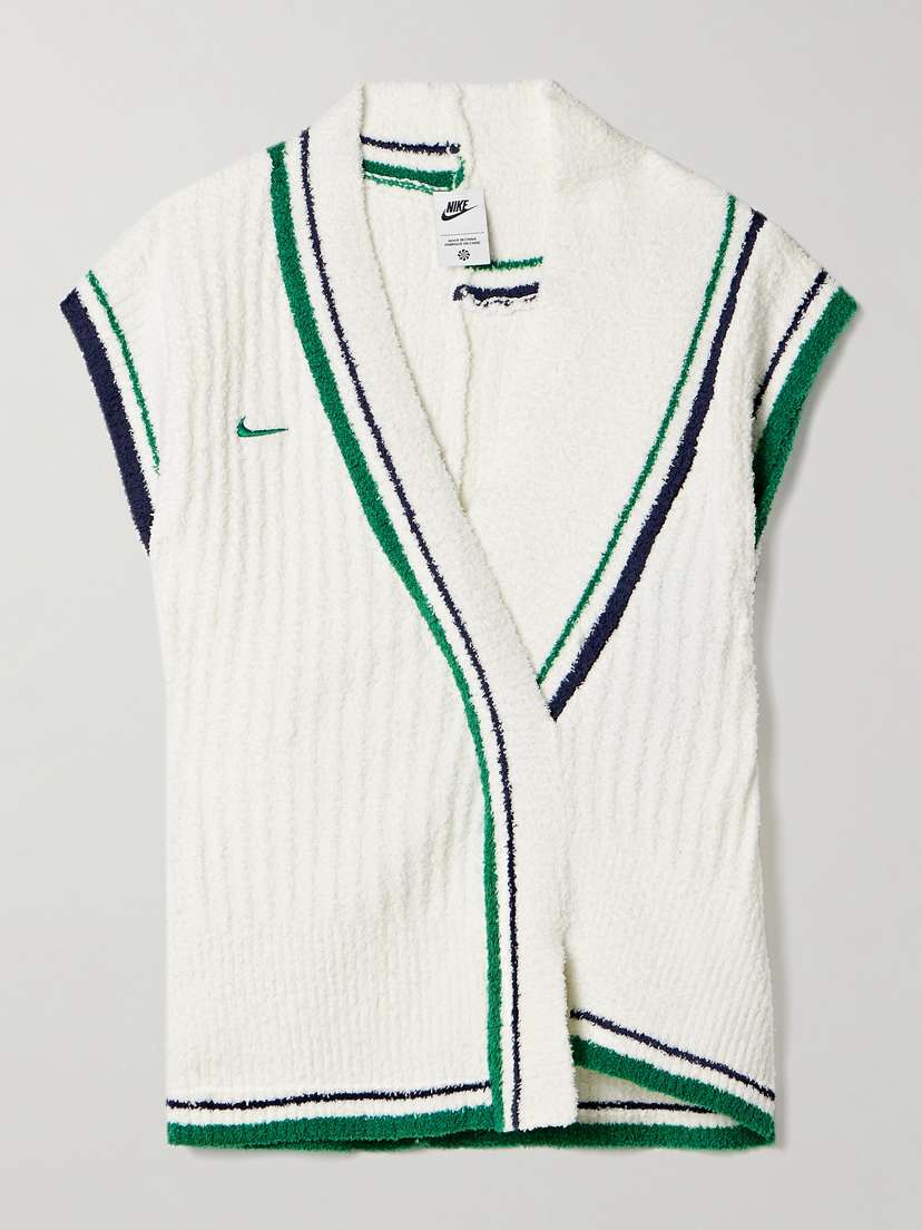 Nike Wrap-effect Striped Bouclé Vest