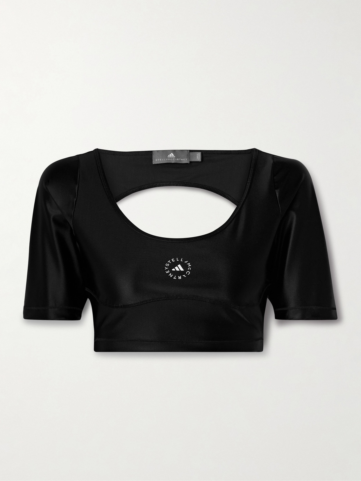 Shop Adidas By Stella Mccartney Truepurpose Cutout Cropped Stretch Recycled-jersey Top In Black