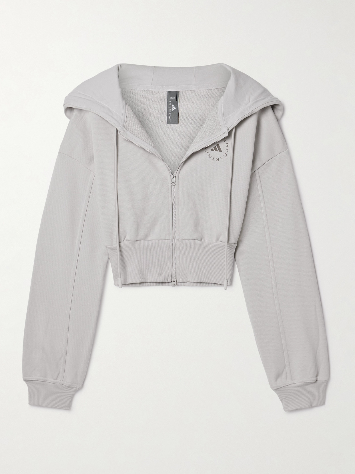 Adidas By Stella Mccartney Truecasuals Cropped Organic Cotton-jersey Hoodie In Ecru