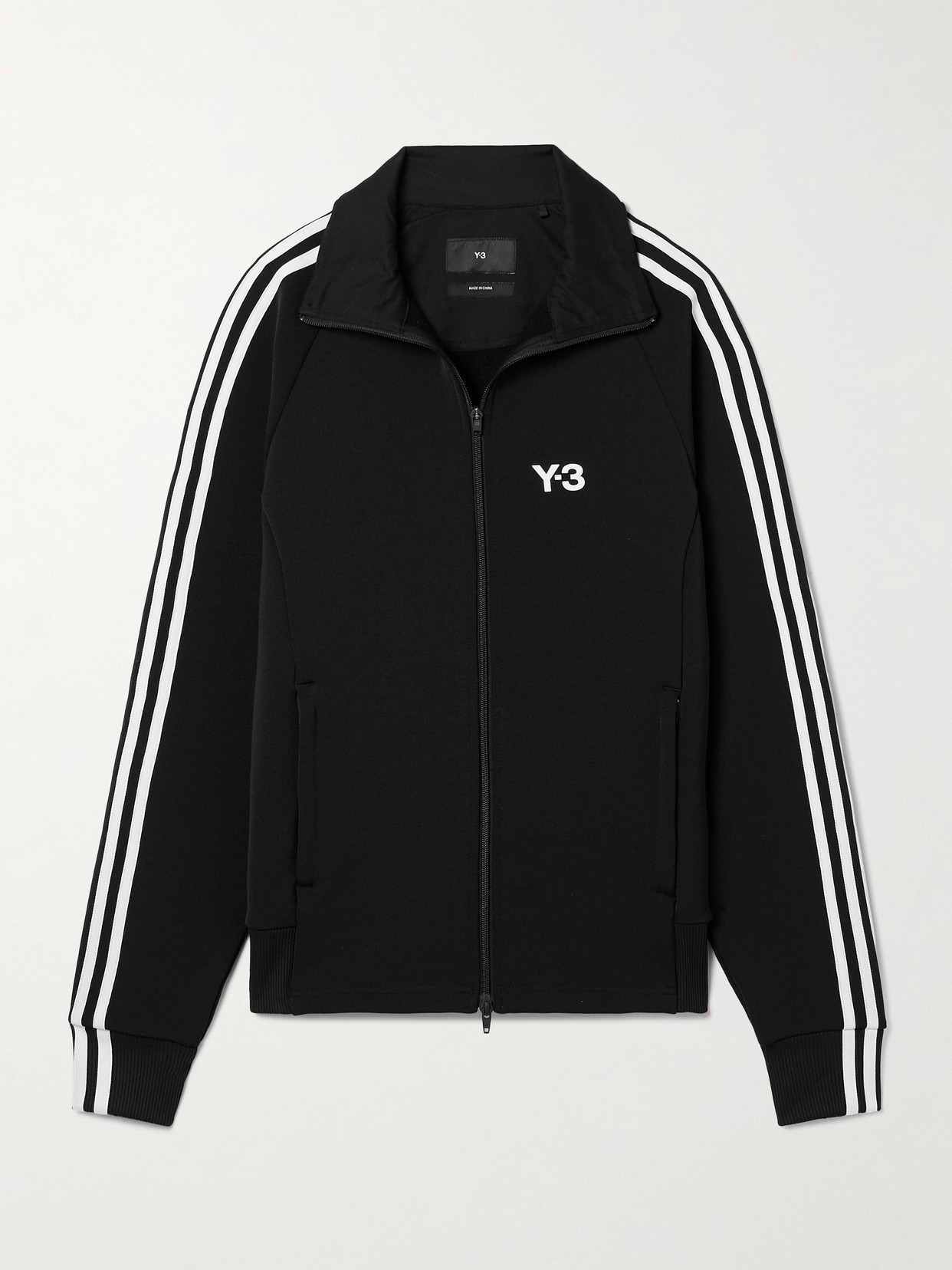 Adidas Originals + Y-3 Printed Striped Ponte Track Jacket In Black