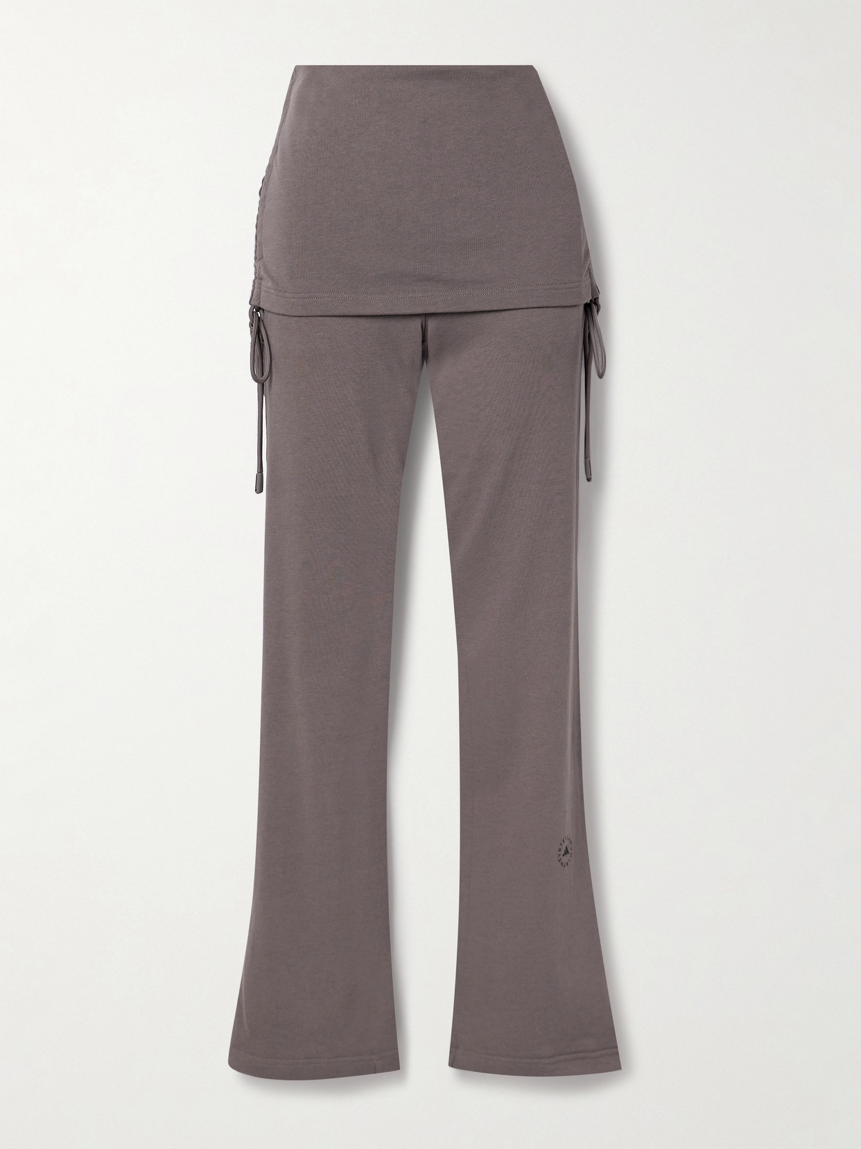 adidas by Stella McCartney - Gathered Organic Cotton-blend Jersey Flared Pants - Neutrals