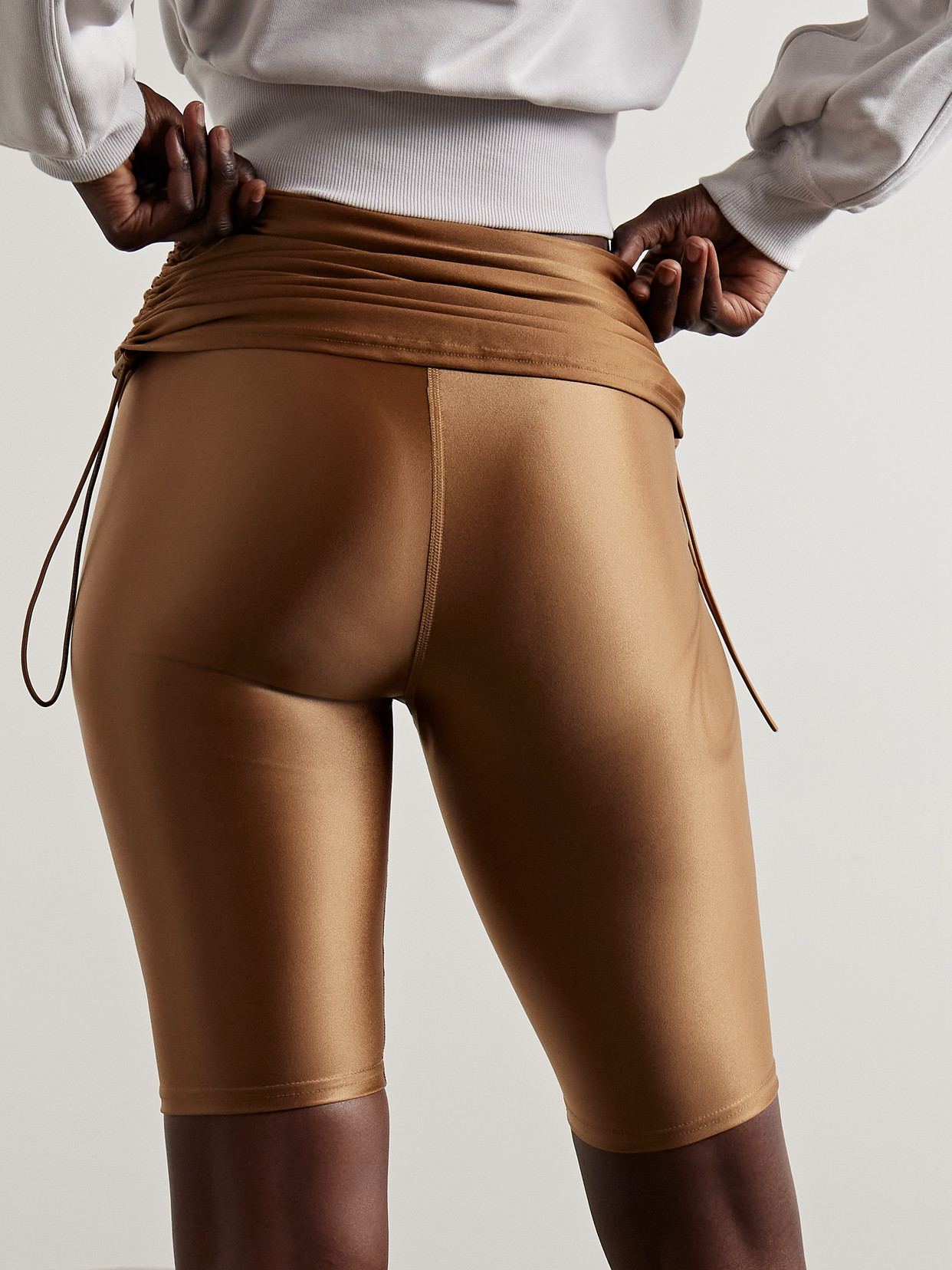 Adidas By Stella Mccartney Truepurpose Layered Stretch Recycled-jersey Shorts In Brown