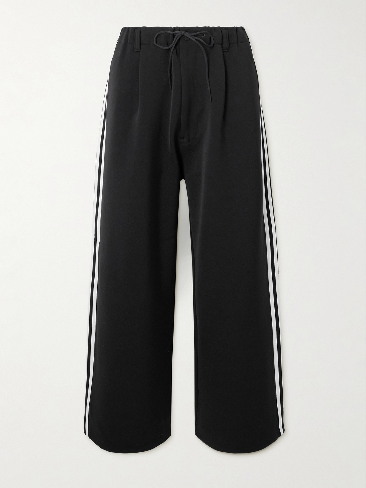 Adidas Originals + Y-3 Striped Stretch-ponte Trousers In Black