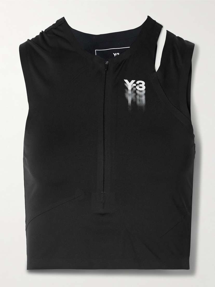 adidas Originals + Y-3 Cropped Cutout Printed Stretch Recycled Tank