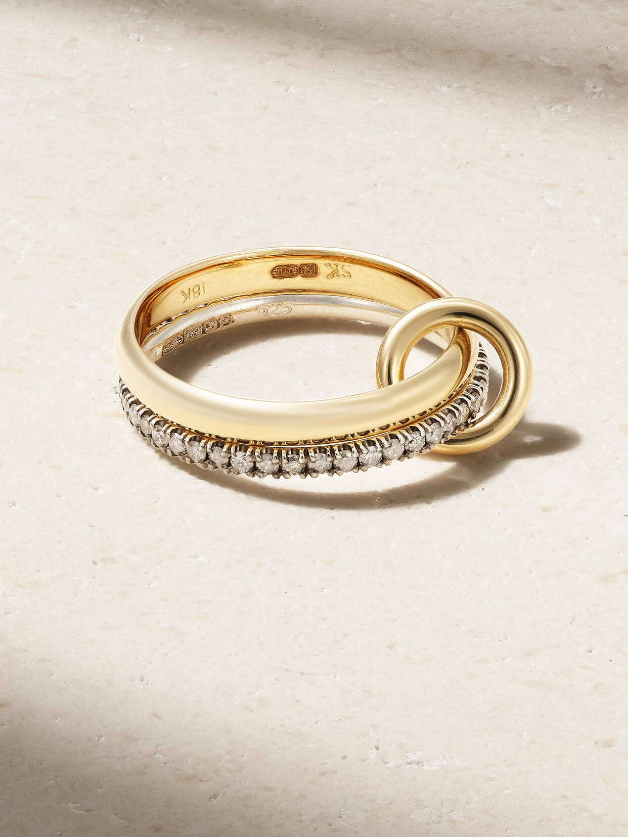 Spinelli Kilcollin Thea Gris Set Of Two 18-karat Gold, Sterling Silver And Diamond Rings - 7