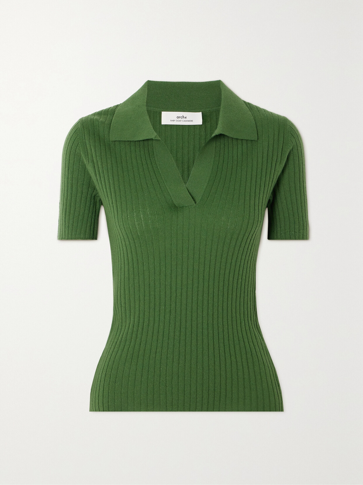 Arch4 Jennifer Ribbed Cashmere Polo Shirt In Green