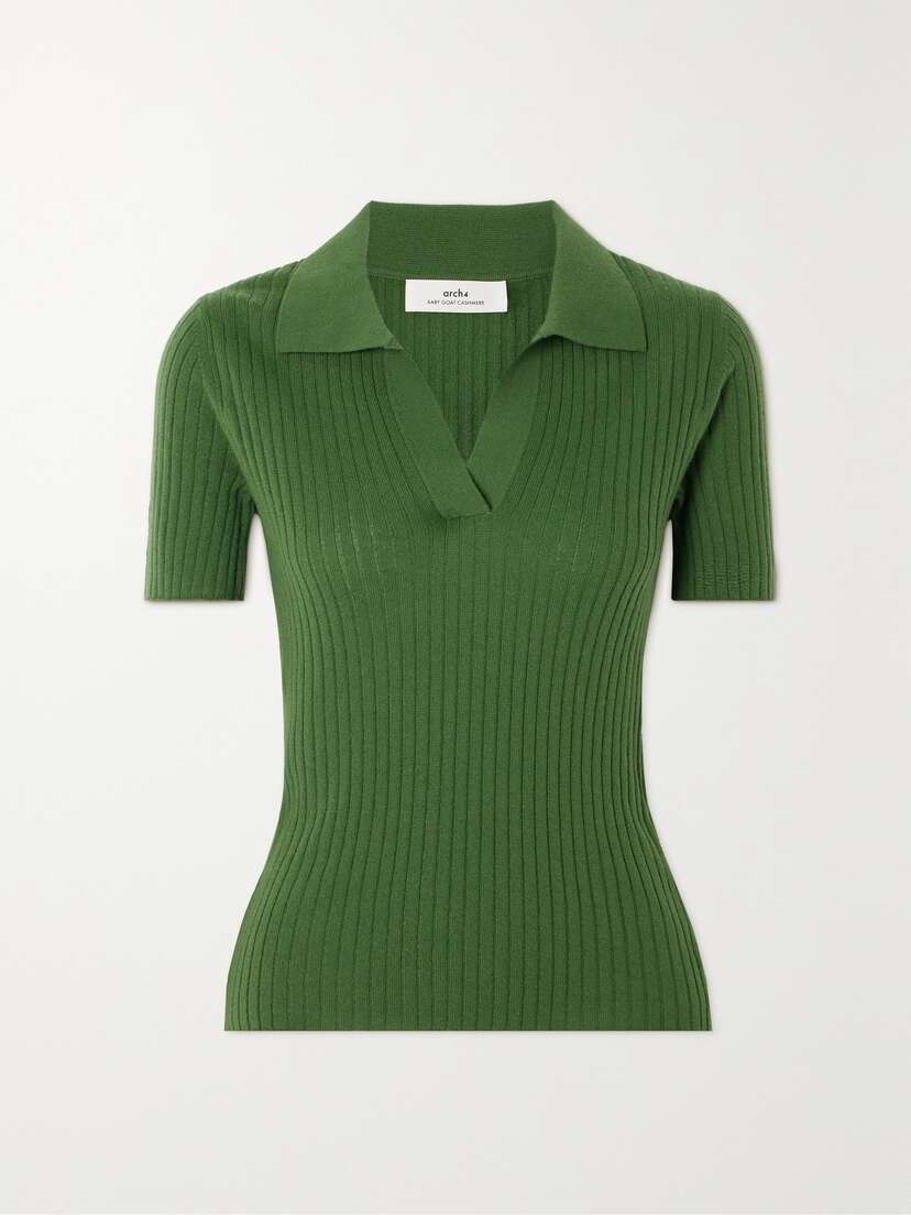 Arch4 Jennifer Ribbed Cashmere Polo Shirt