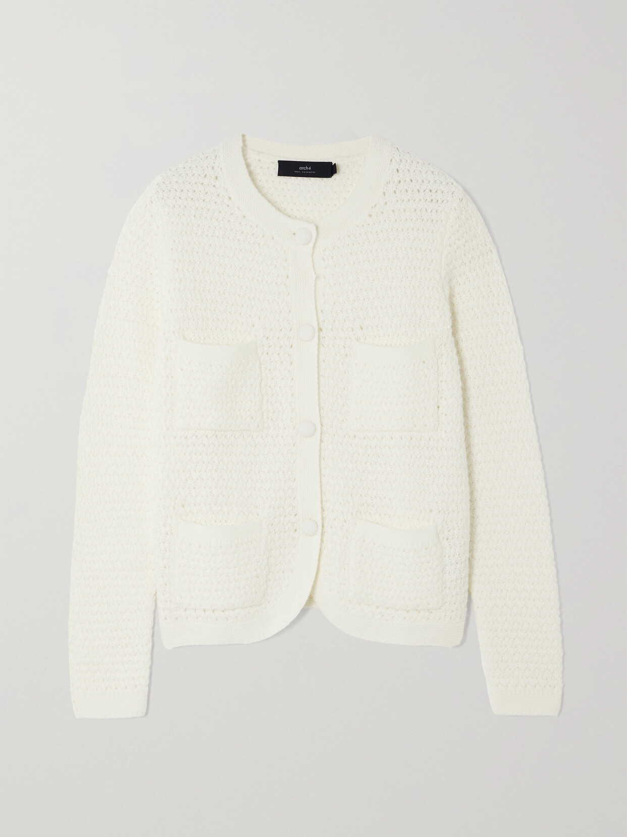 Arch4 + Net Sustain Tulip Crocheted Cashmere Cardigan In Ivory