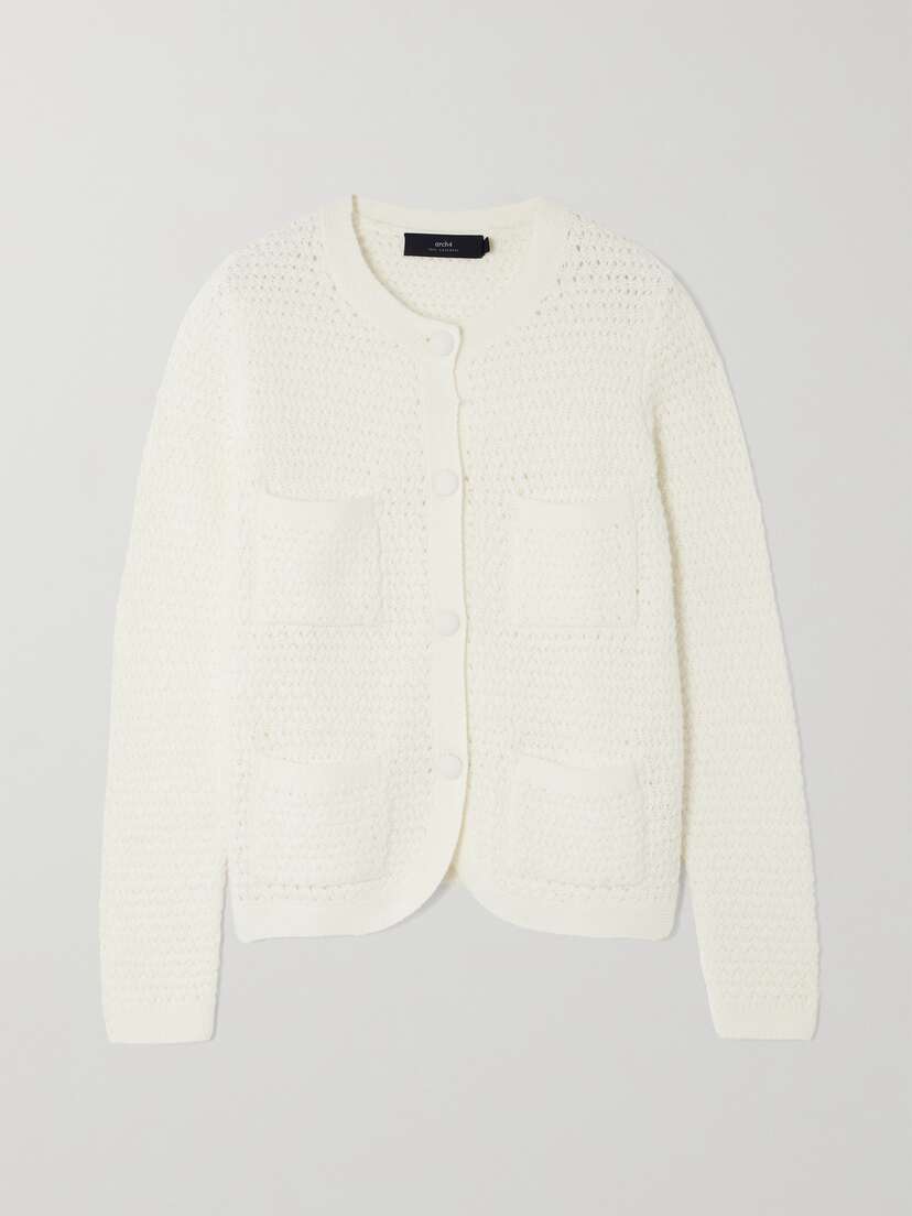 Arch4 + Net Sustain Tulip Crocheted Cashmere Cardigan - x large