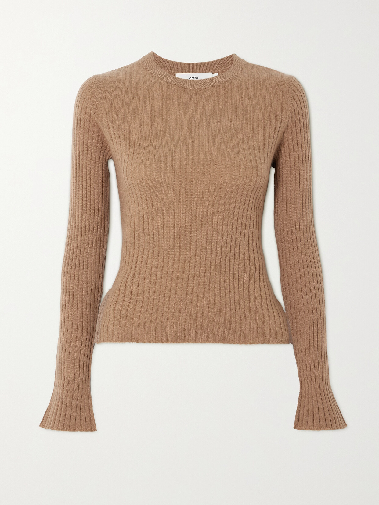 Arch4 + Net Sustain Atlantic Ribbed Organic Cashmere Sweater In Brown