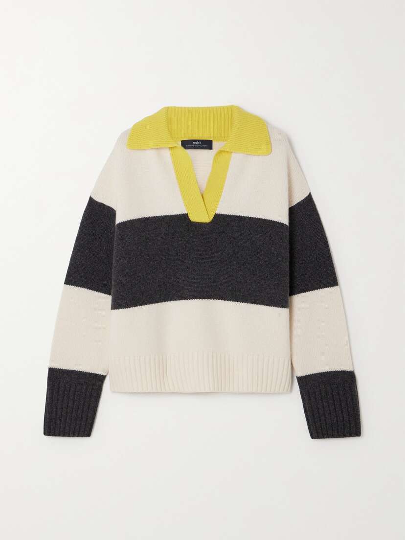 Arch4 + Net Sustain Elizabeth Striped Organic Cashmere Sweater - x large